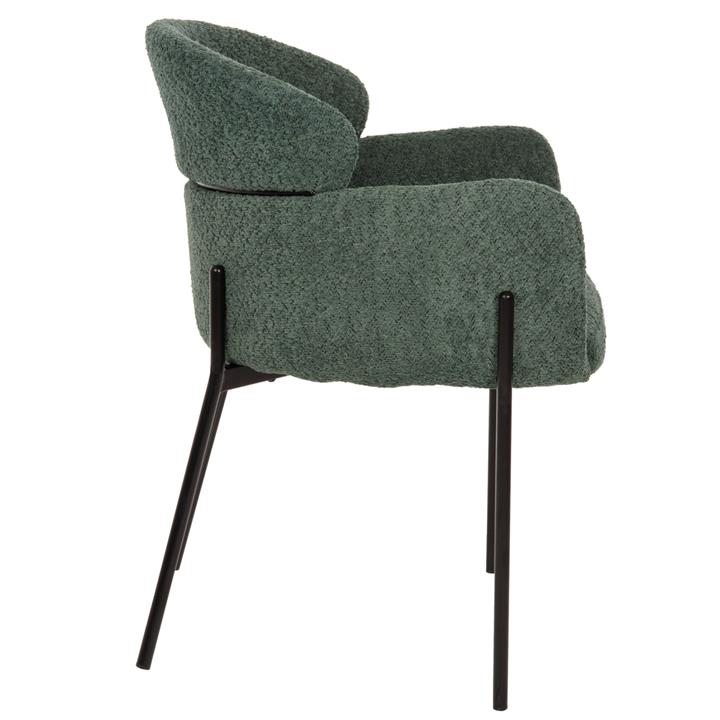 ARMCHAIR WOLF HM8583.03 PETROL GREEN BOUCLE FABRIC-BLACK METAL LEGS 58x58x80Hcm.