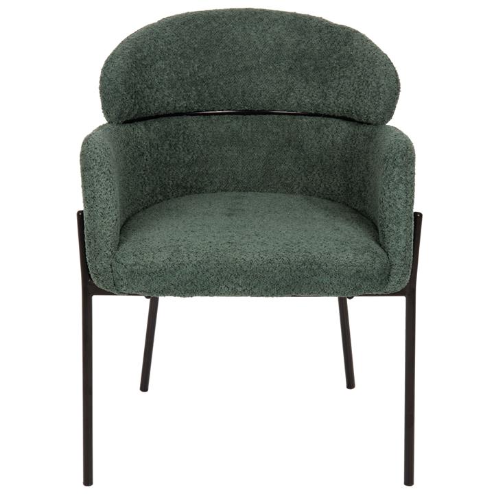 ARMCHAIR WOLF HM8583.03 PETROL GREEN BOUCLE FABRIC-BLACK METAL LEGS 58x58x80Hcm.