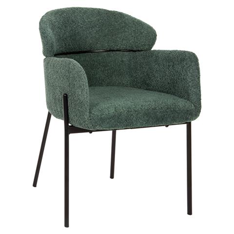 ARMCHAIR WOLF HM8583.03 PETROL GREEN BOUCLE FABRIC-BLACK METAL LEGS 58x58x80Hcm.