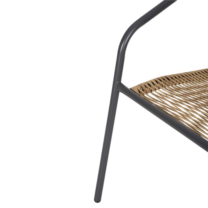 ARMCHAIR SWIFTER HM5969.02 METAL IN GREY-SYNTHETIC RATTAN IN NATURAL 54x61x75Hcm.