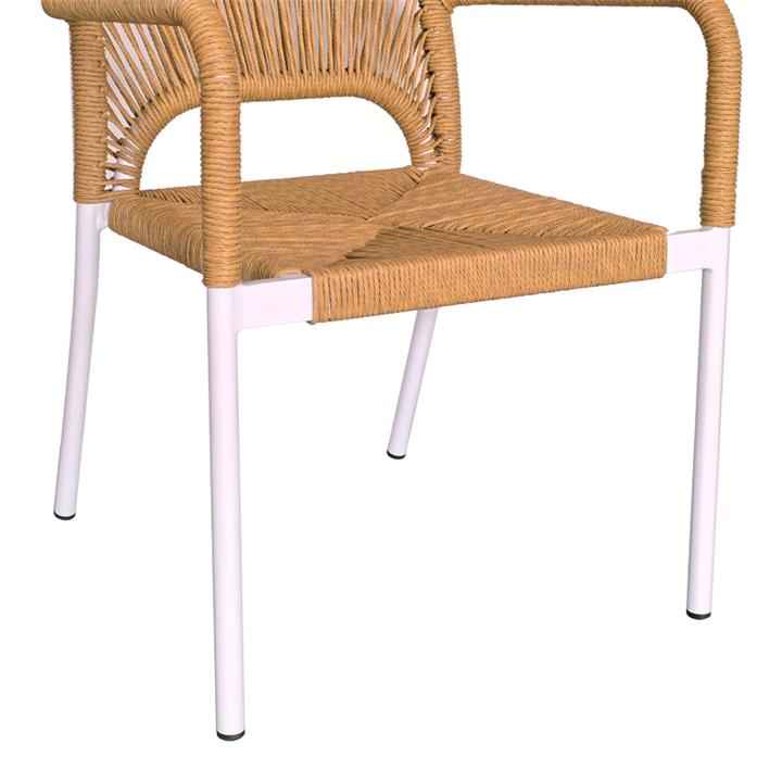 Norture pakoworld stackable aluminum armchair white frame-natural rattan 57x61x85cm