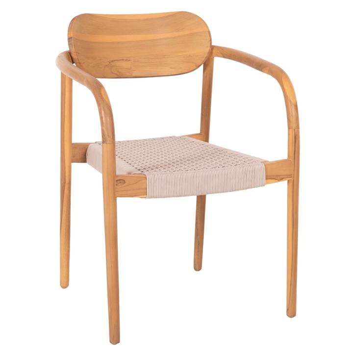 ARMCHAIR OSLO HM9636.07 TEAK WOOD IN NATURAL & BEIGE ROPE 55x54x80Hcm.