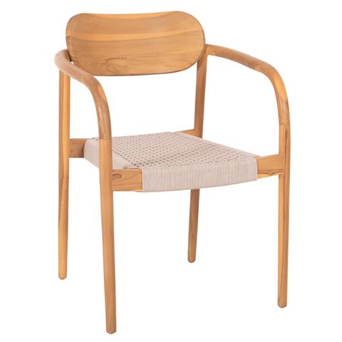 ARMCHAIR OSLO HM9636.07 TEAK WOOD IN NATURAL & BEIGE ROPE 55x54x80Hcm.