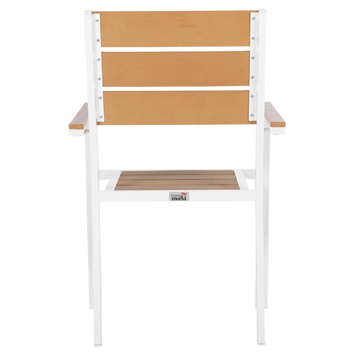 ALUMINUM ARMCHAIR SAGA HM5981.01 WHITE-POLYWOOD IN  NATURAL 55x55x86Hcm.