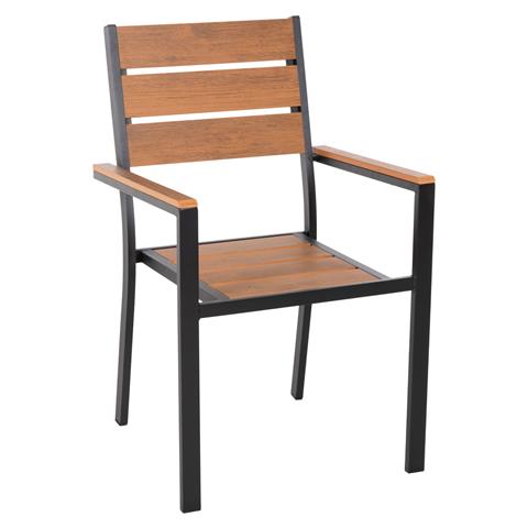 ALUMINUM ARMCHAIR SAGA HM5981.02 BLACK-POLYWOOD IN  NATURAL 55x55x86Hcm.