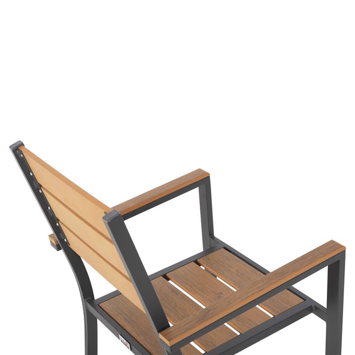 ALUMINUM ARMCHAIR SAGA HM5981.03 ANTHRACITE-POLYWOOD IN NATURAL 55x55x86Hcm.
