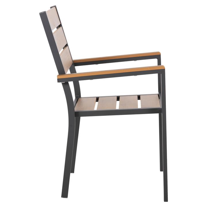 ALUMINUM ARMCHAIR SAGA HM5981.03 ANTHRACITE-POLYWOOD IN NATURAL 55x55x86Hcm.
