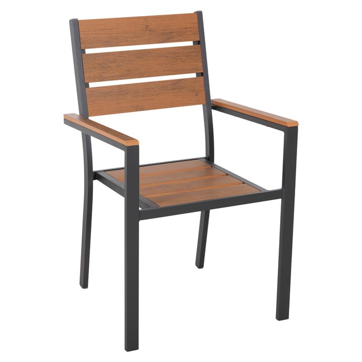 ALUMINUM ARMCHAIR SAGA HM5981.03 ANTHRACITE-POLYWOOD IN NATURAL 55x55x86Hcm.