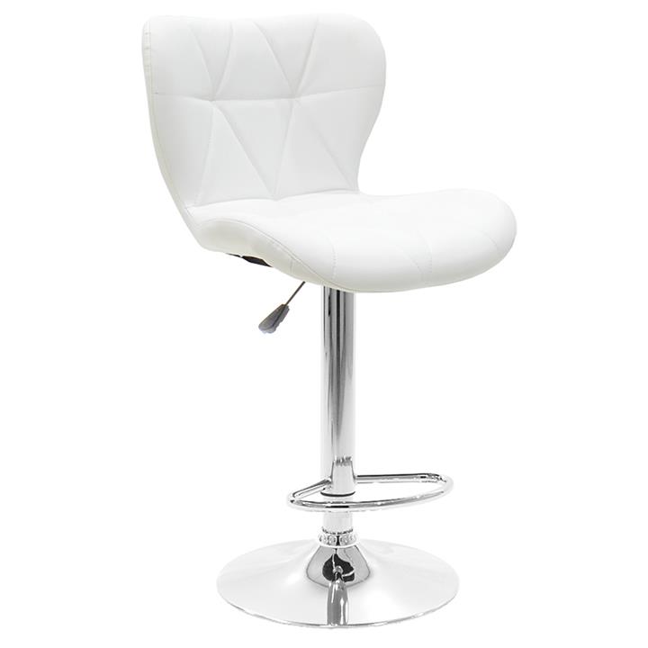 Bar stool Coozy pakoworld adjustable height chrome metal with PVC in white