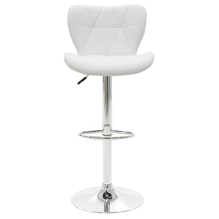 Bar stool Coozy pakoworld adjustable height chrome metal with PVC in white