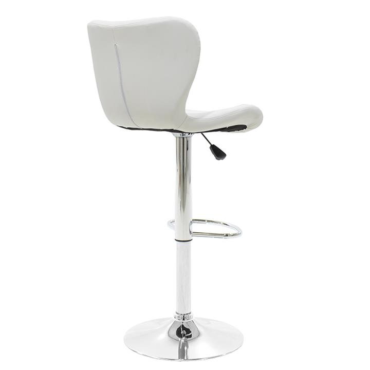 Bar stool Coozy pakoworld adjustable height chrome metal with PVC in white