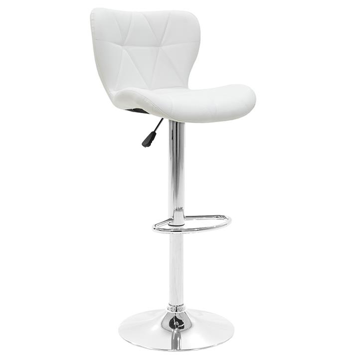 Bar stool Coozy pakoworld adjustable height chrome metal with PVC in white