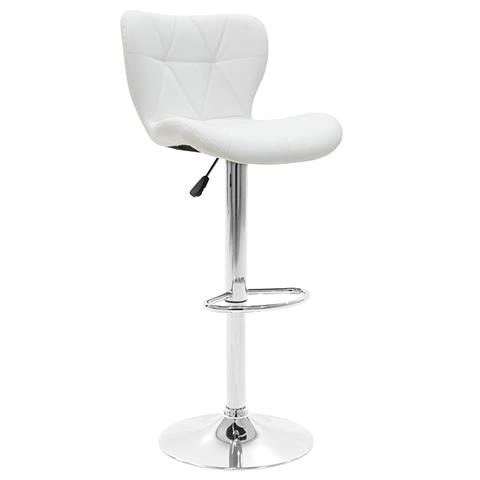 Bar stool Coozy pakoworld adjustable height chrome metal with PVC in white