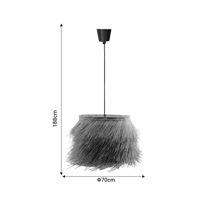 Ceiling light Hairy Inart E27 natural rattan D70χ188cm