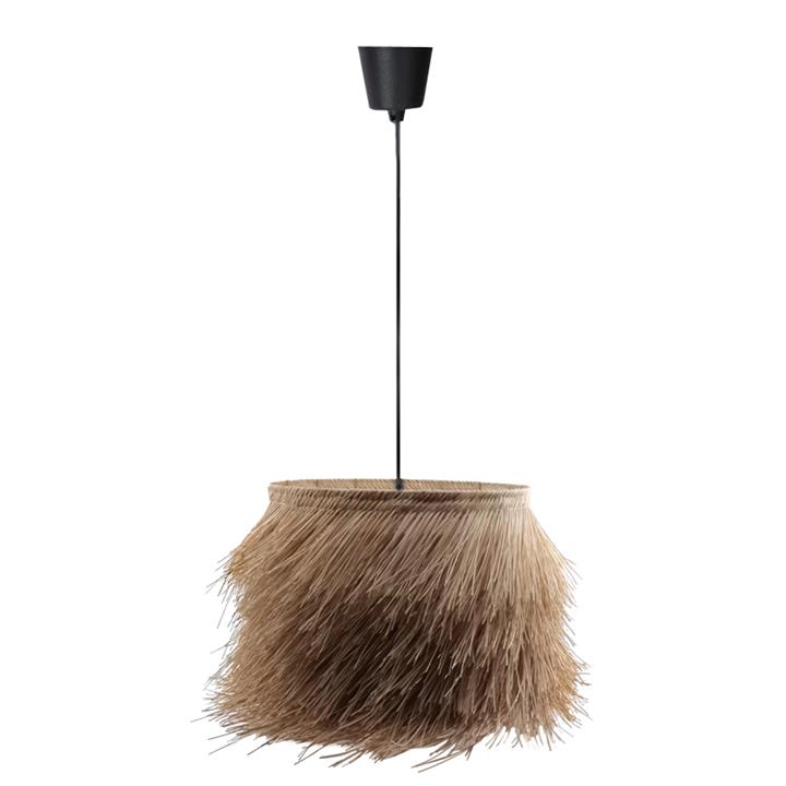 Ceiling light Hairy Inart E27 natural rattan D70χ188cm