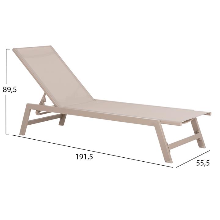 ALUMINUM SUNBED RABIA HM5982.04 CHAMPAGNE COLOR FRAME & TEXTILENE 191,5x55,5x89,5Hcm.