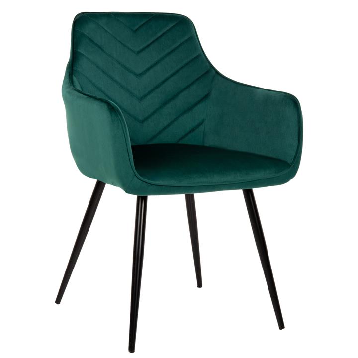 ARMCHAIR LATRELL HM8582.03 CYPRESS GREEN VELVET & BLACK METAL LEGS 55x57x84Hcm.