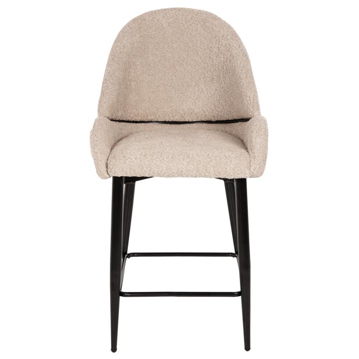 BAR STOOL MEDIUM HEIGHT HM8586.02 ECRU BOUCLE FABRIC-BLACK METAL LEGS 55x62x105H cm.