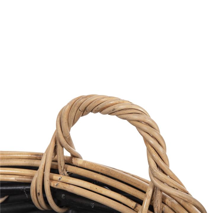 FLOOR BASKET POTTS HM4378 CL RATTAN IN BLACK&NATURAL Φ62x36Hcm.