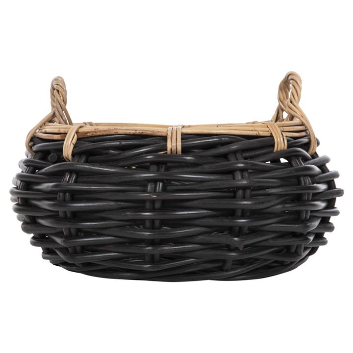 FLOOR BASKET POTTS HM4378 CL RATTAN IN BLACK&NATURAL Φ62x36Hcm.