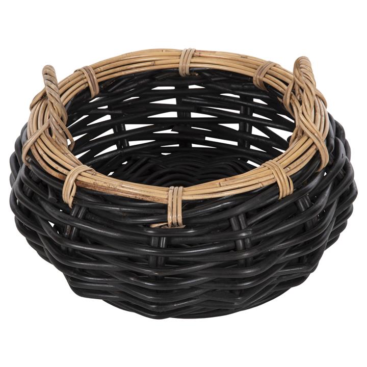 FLOOR BASKET POTTS HM4378 CL RATTAN IN BLACK&NATURAL Φ62x36Hcm.
