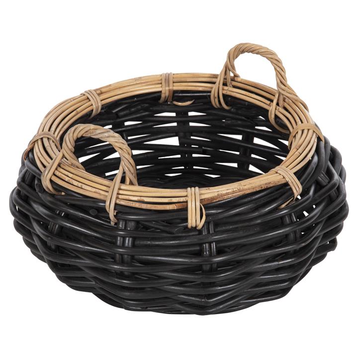 FLOOR BASKET POTTS HM4378 CL RATTAN IN BLACK&NATURAL Φ62x36Hcm.