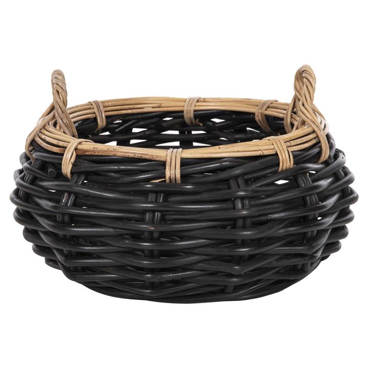 FLOOR BASKET POTTS HM4378 CL RATTAN IN BLACK&NATURAL Φ62x36Hcm.