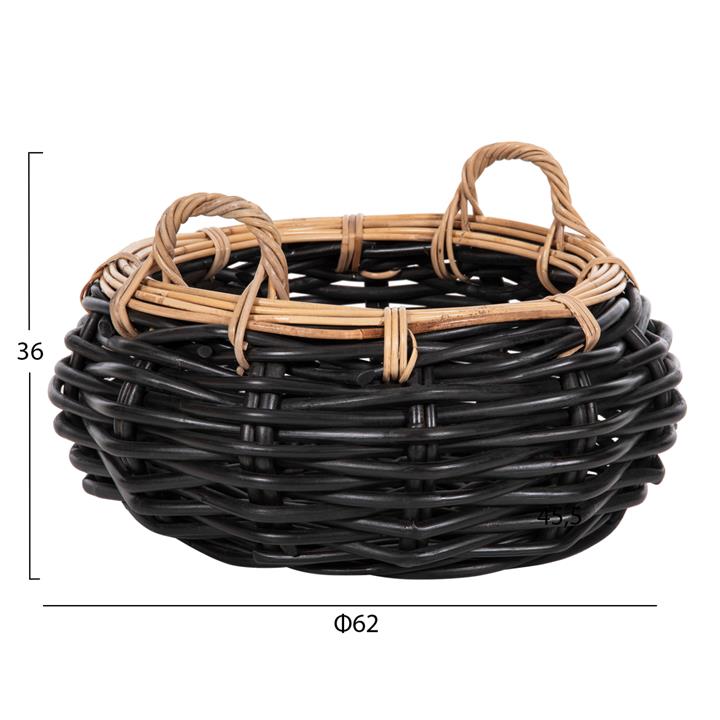 FLOOR BASKET POTTS HM4378 CL RATTAN IN BLACK&NATURAL Φ62x36Hcm.