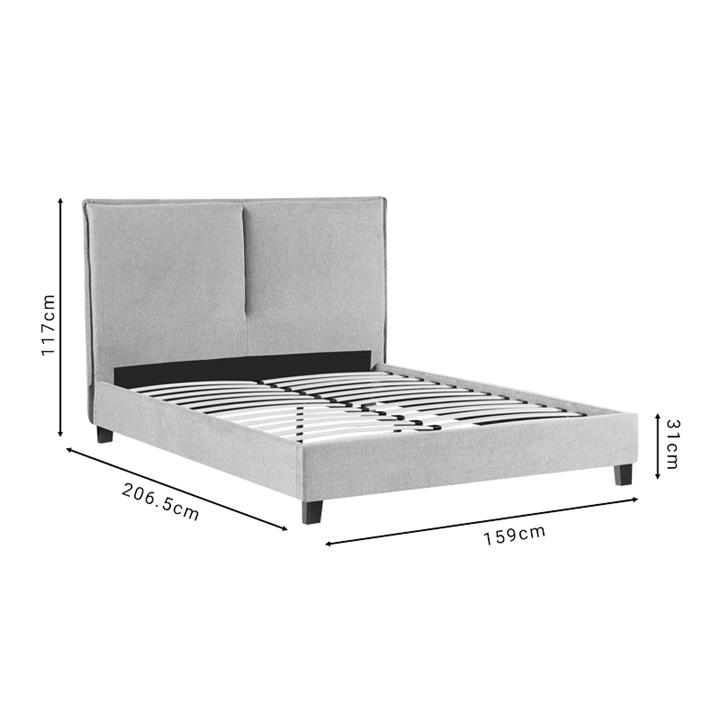 Κρεβάτι διπλό Majus pakoworld βελούδο ανθρακί-beige 160x200εκ