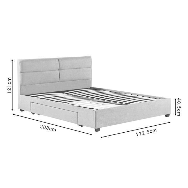 Double bed Anay pakoworld with drawer fabric beige 160x200cm