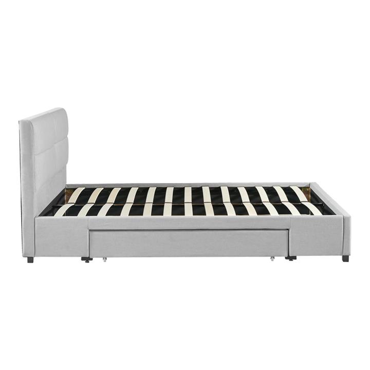 Double bed Anay pakoworld with drawer fabric beige 160x200cm