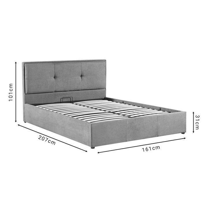 Double bed Sonnie pakoworld with storage space velvet dark grey 150x200cm