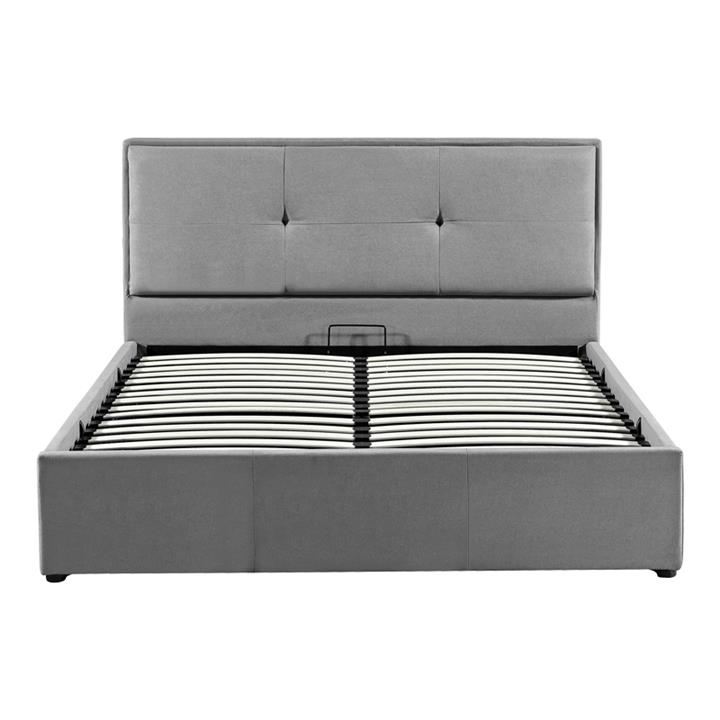 Double bed Sonnie pakoworld with storage space velvet dark grey 150x200cm