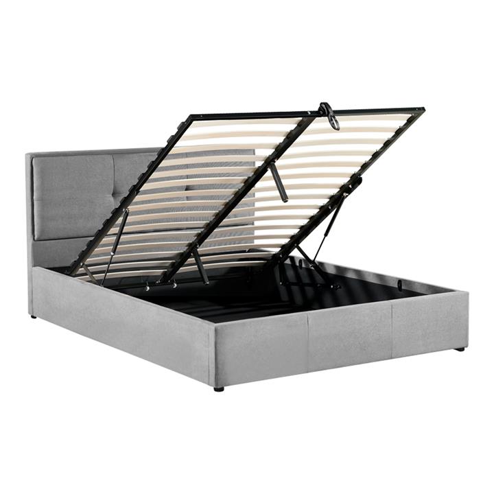 Double bed Sonnie pakoworld with storage space velvet dark grey 150x200cm