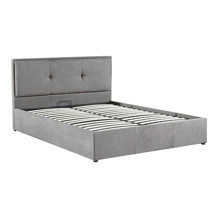 Double bed Sonnie pakoworld with storage space velvet dark grey 150x200cm