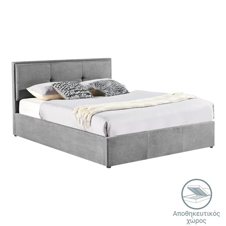 Double bed Sonnie pakoworld with storage space velvet dark grey 150x200cm
