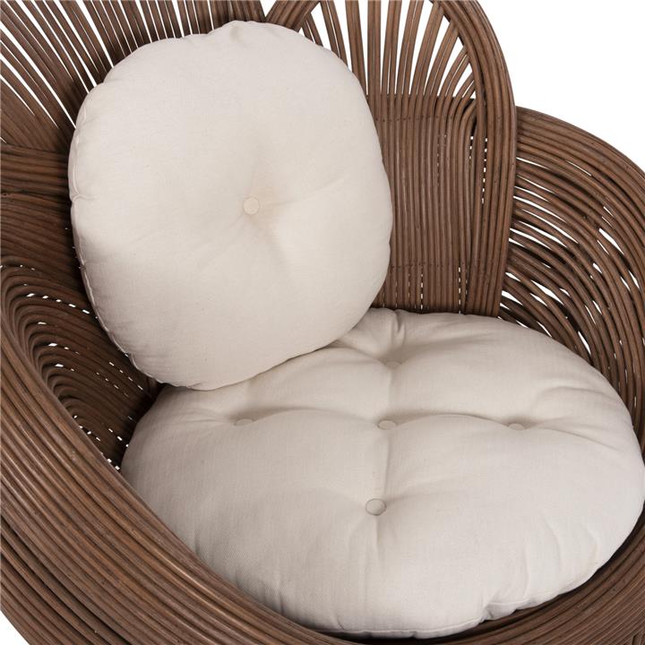 ARMCHAIR CIRCE HM9883 BROWN RATTAN-ECRU CUSHIONS 100x74x112,5Hcm.