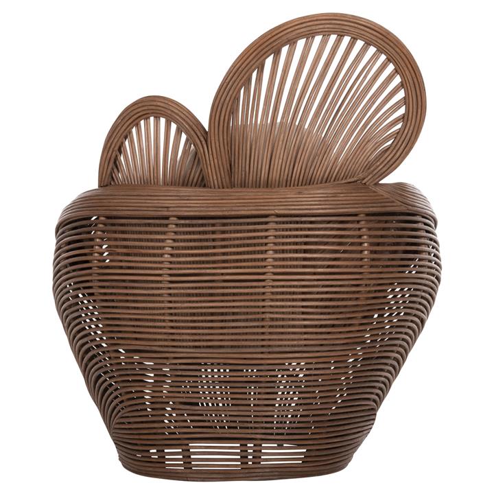 ARMCHAIR CIRCE HM9883 BROWN RATTAN-ECRU CUSHIONS 100x74x112,5Hcm.