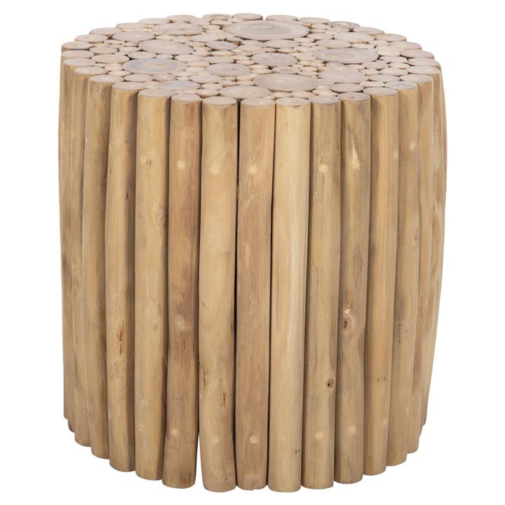 ΤΡΑΠΕΖΙ ΣΑΛΟΝΙΟΥ ΣΤΡΟΓΓΥΛΟ COOTER HM9865 ΚΛΑΔΙΑ TEAK-ΦΥΣΙΚΟ Φ39x40,5Υεκ.