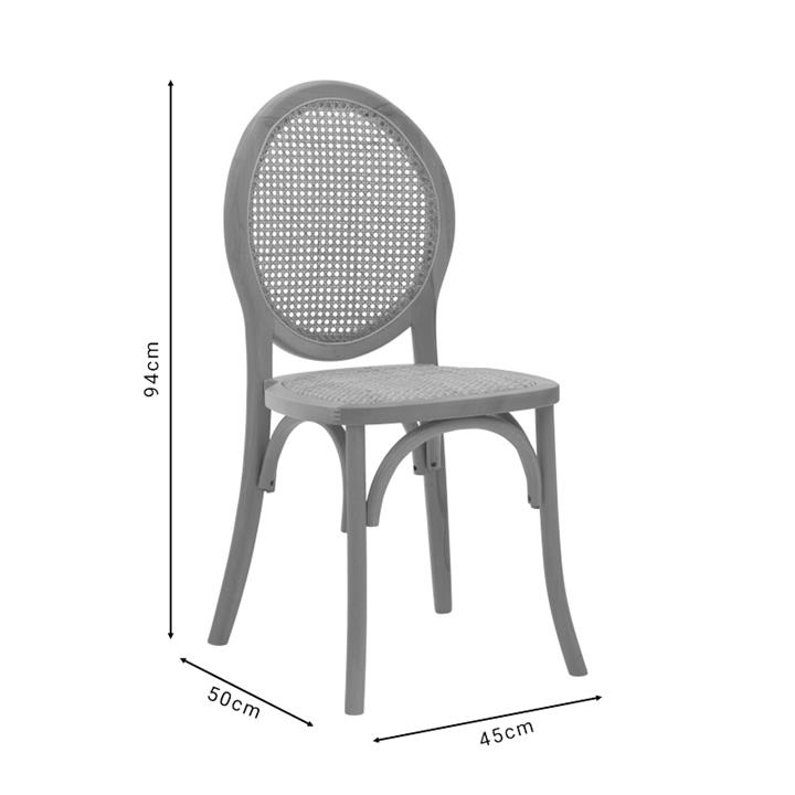 Chair Camil pakoworld natural beech wood-natural rattan 45x50x94cm