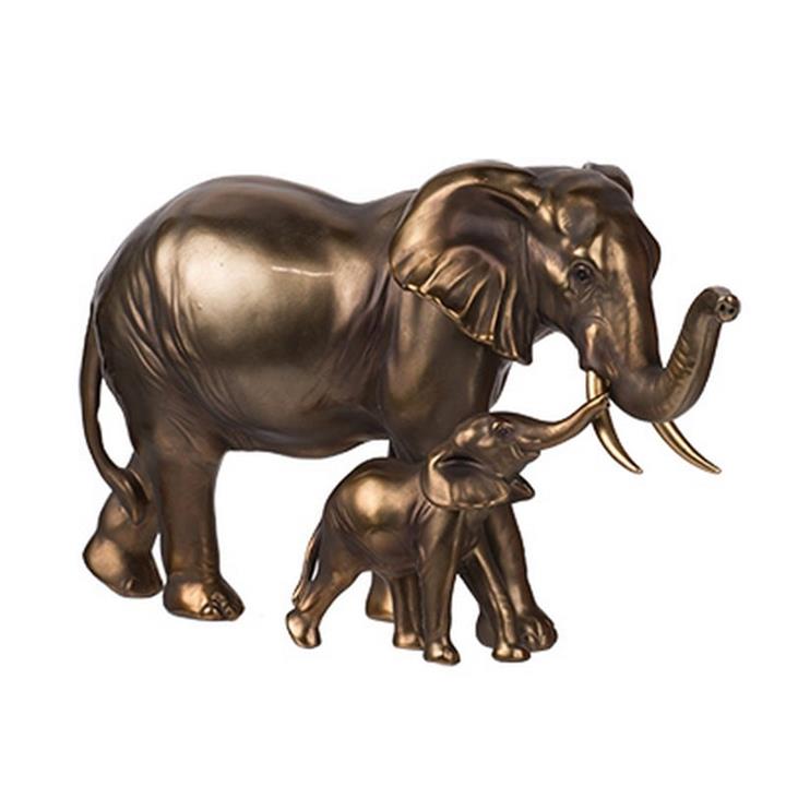 Artekko Elephants Επιτραπέζιο Διακοσμητικό Ελέφαντας Ρητίνης Μπρονζέ