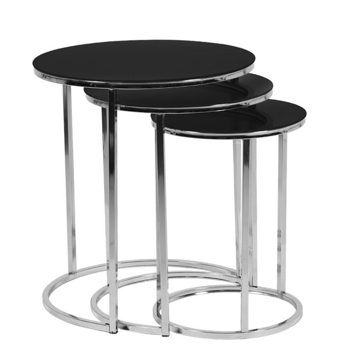 Artekko Alio Ζιγκόν Μεταλλικά Σετ/3 Inox με Μαύρα Μαρμάρινα Καπάκια (50x50x58)cm