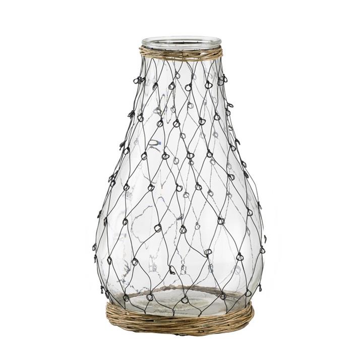 Artekko Clear Βάζο Διάφανο Γυάλινο με Μεταλλικό Πλέγμα (26x26x46)cm