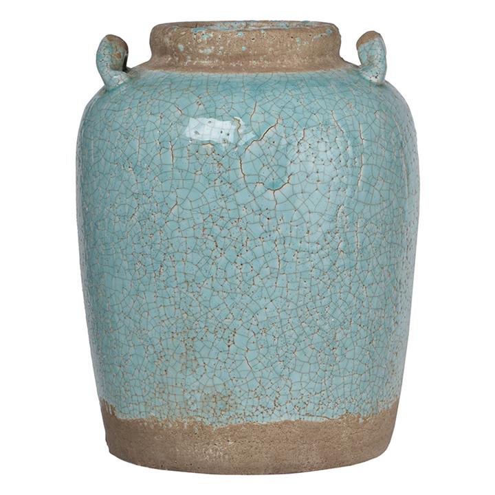 Artekko Candia Βάζο από Τερακότα Γαλάζια Πατίνα (27.5x27.5x35.5)cm