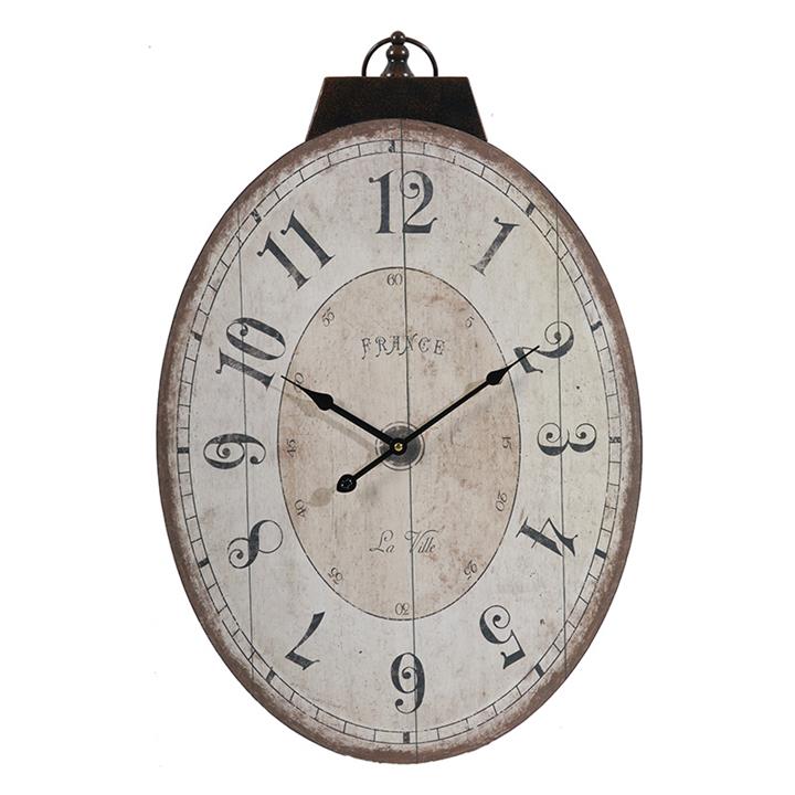Artekko Clock Ρολόι Τοίχου Οβάλ MDF Μπεζ
