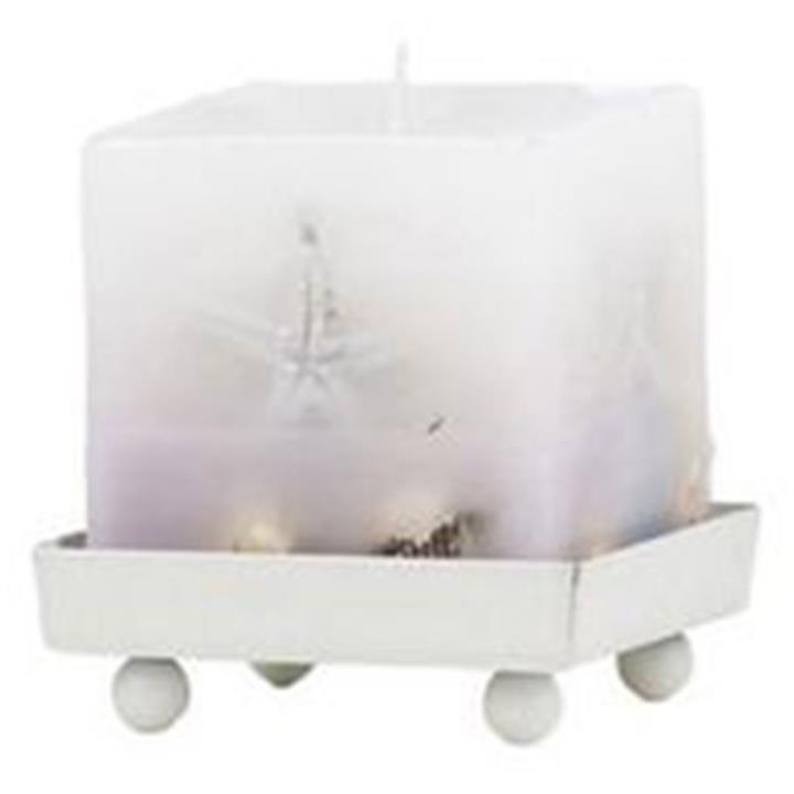 Artekko Candle Κερί Παραφίνης Κύβος με Βάση Άσπρο/Μπλε (8x8x9)cm