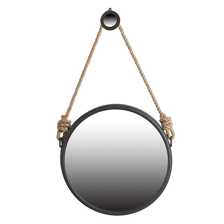 Artekko Mirror  Καθρέπτης Τοίχου Μέταλλo/Γυαλί/Σχοινί Μαύρο (49.5x4.5x49.5)cm