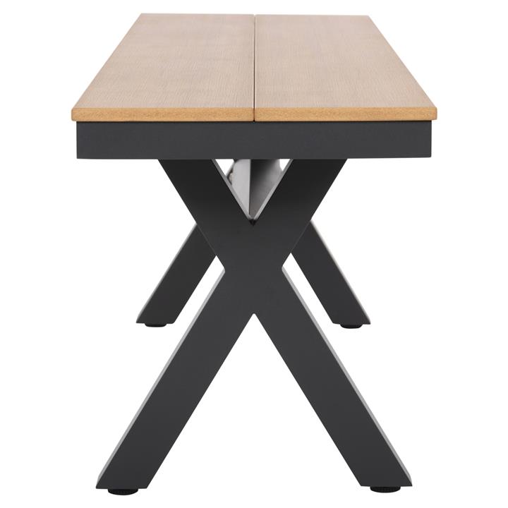 ALUMINUM BENCH TAWNEE HM6038.01 ANTHRACITE WITH POLYWOOD SEAT IN NATURAL WOOD COLOR 150x36x45Hcm.