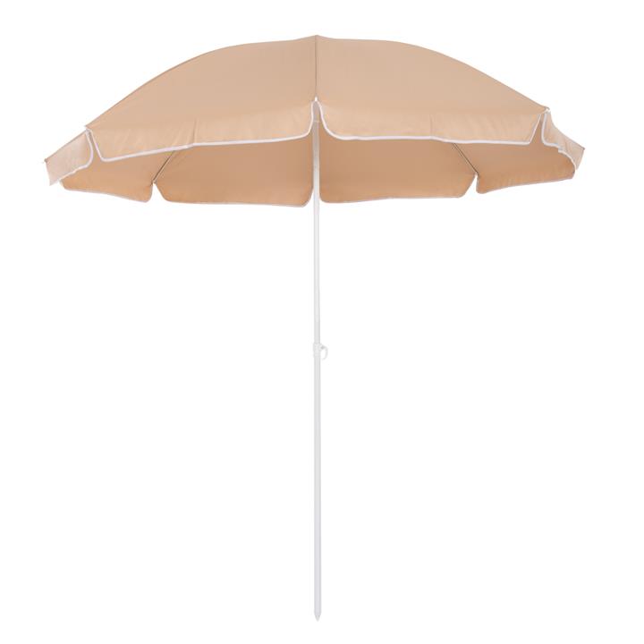 BEACH UMBRELLA WITH 8 FIBERGLASS SPOKES 2.00m HM6015.04 MOCHA COLOR-WHITE POLE
