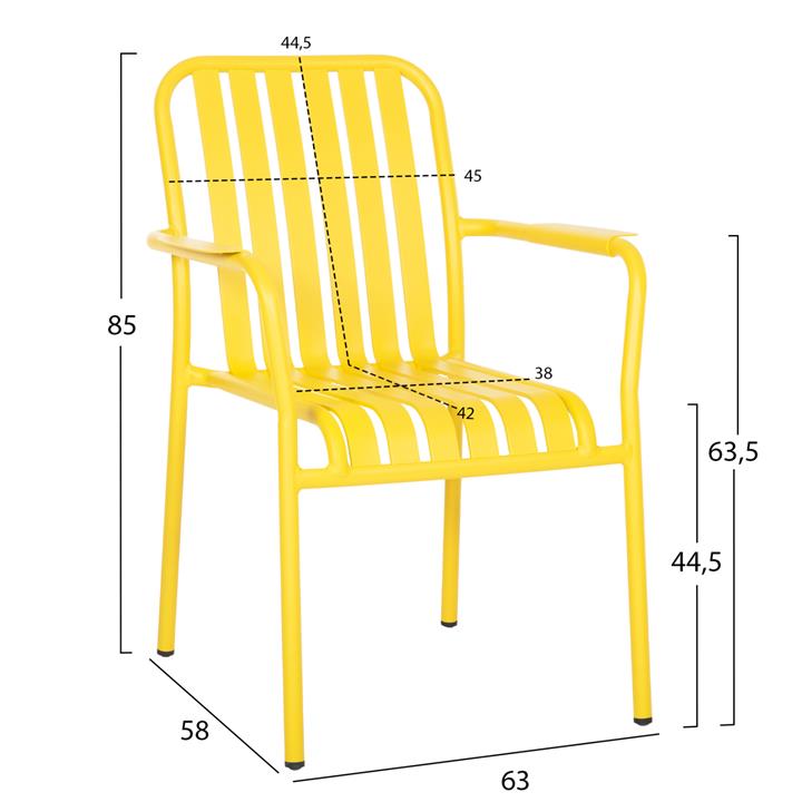 ALUMINUM ARMCHAIR RACHEL HM6088.06 YELLOW 63x58x85Hcm.